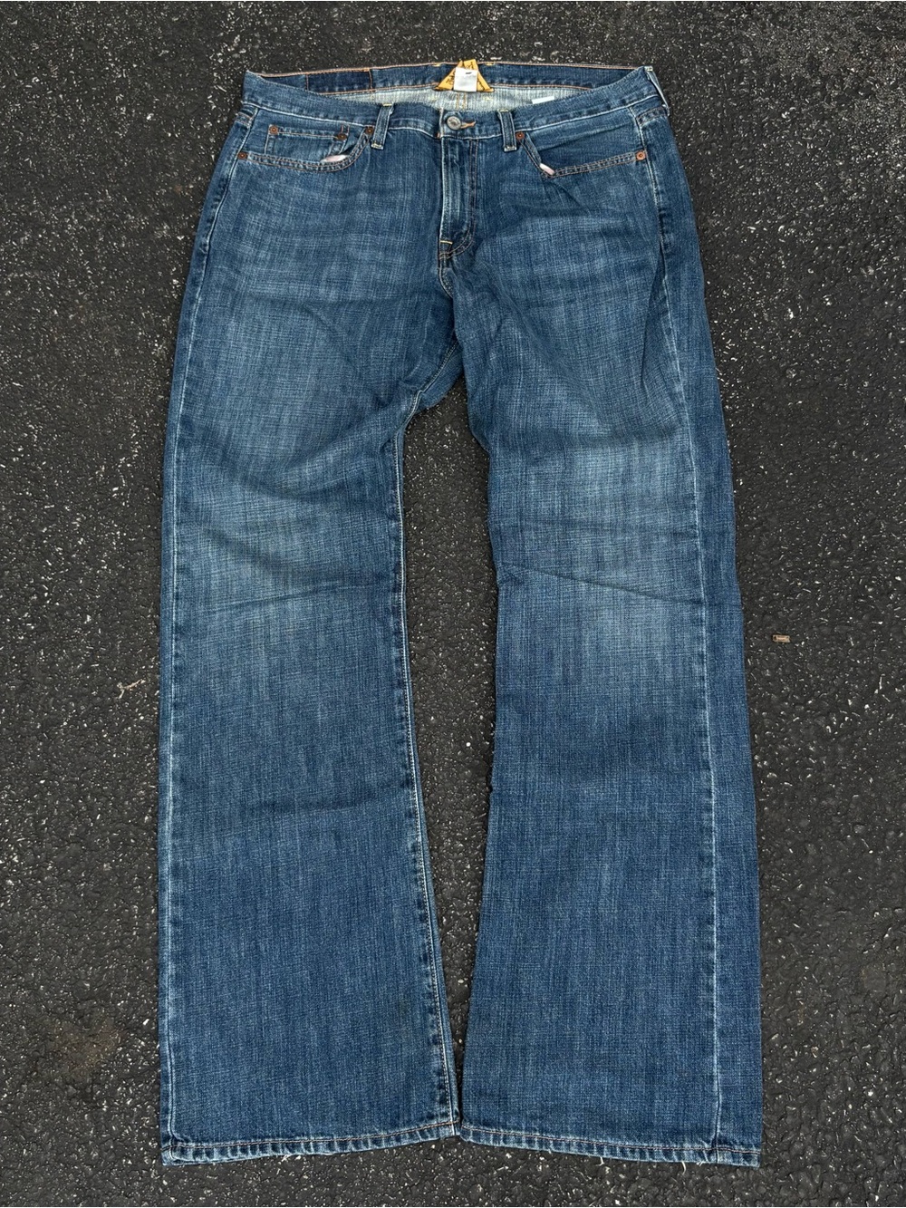 Vintage Lucky Brand Bootcut Blue Denim Jeans Western USA Distressed Size 34x33
